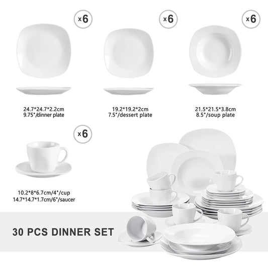 Porcelain Tableware Dinner Set, Service for 6 Person