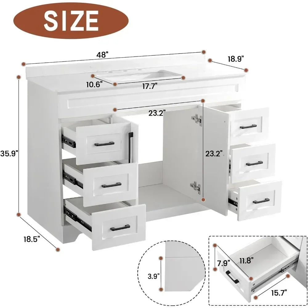 Bathroom Vanity w/ Stone Countertop, Sink & Back Splash,