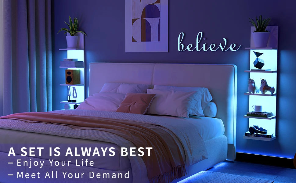 5 Tier Wall Shelf with RGB Light, Organizer