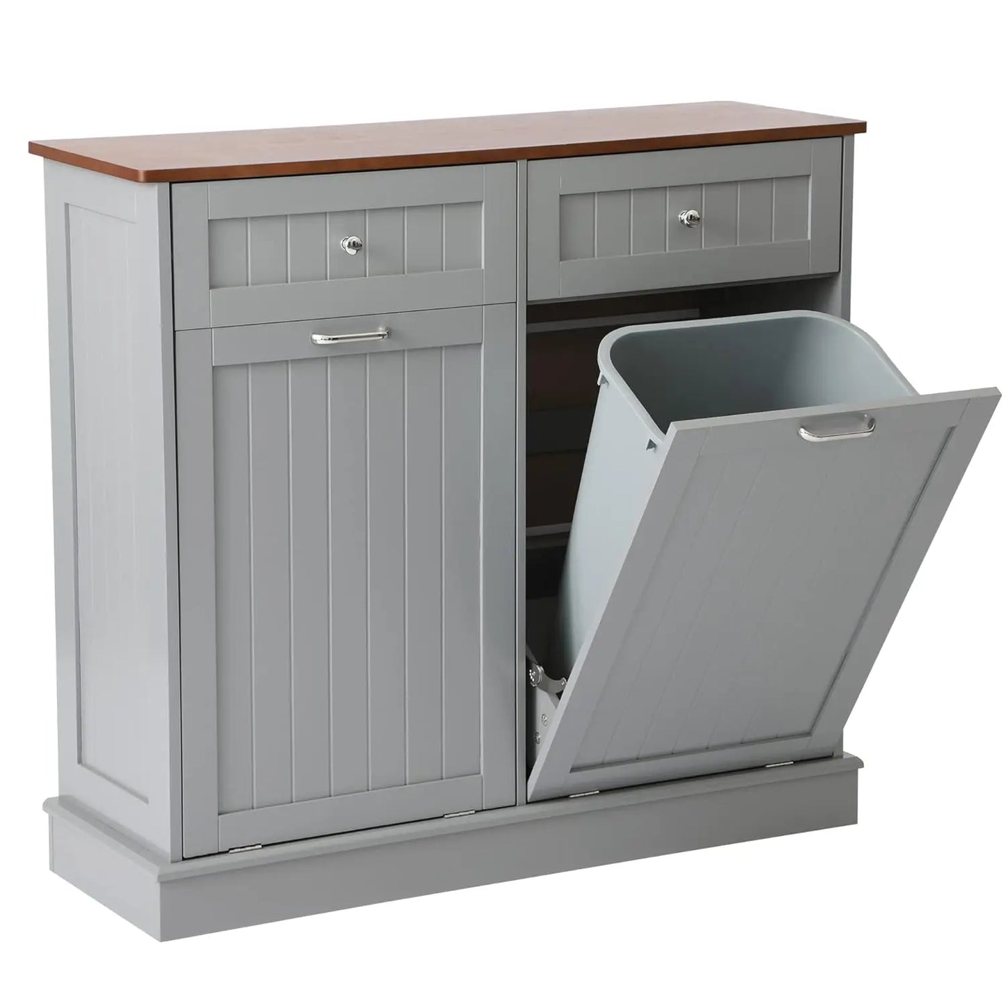 Tilt Out Trash Can/Recycling Cabinet, Dog Proof