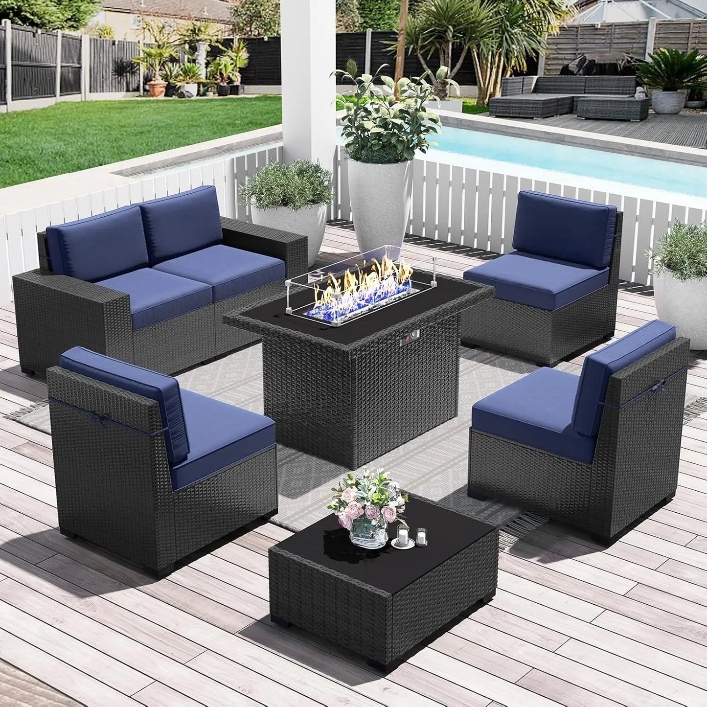 Patio Furniture Set with 44" Fire Pit Table