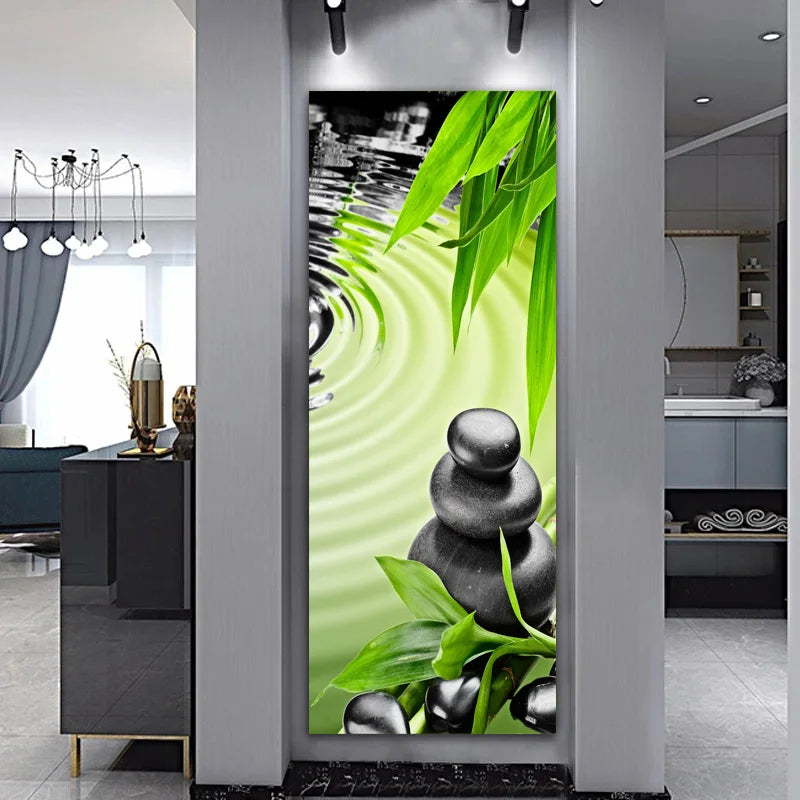 Landscape Zen Bamboo Black Stone Water Spa Canvas