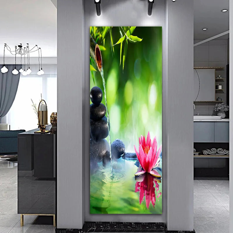 Landscape Zen Bamboo Black Stone Water Spa Canvas