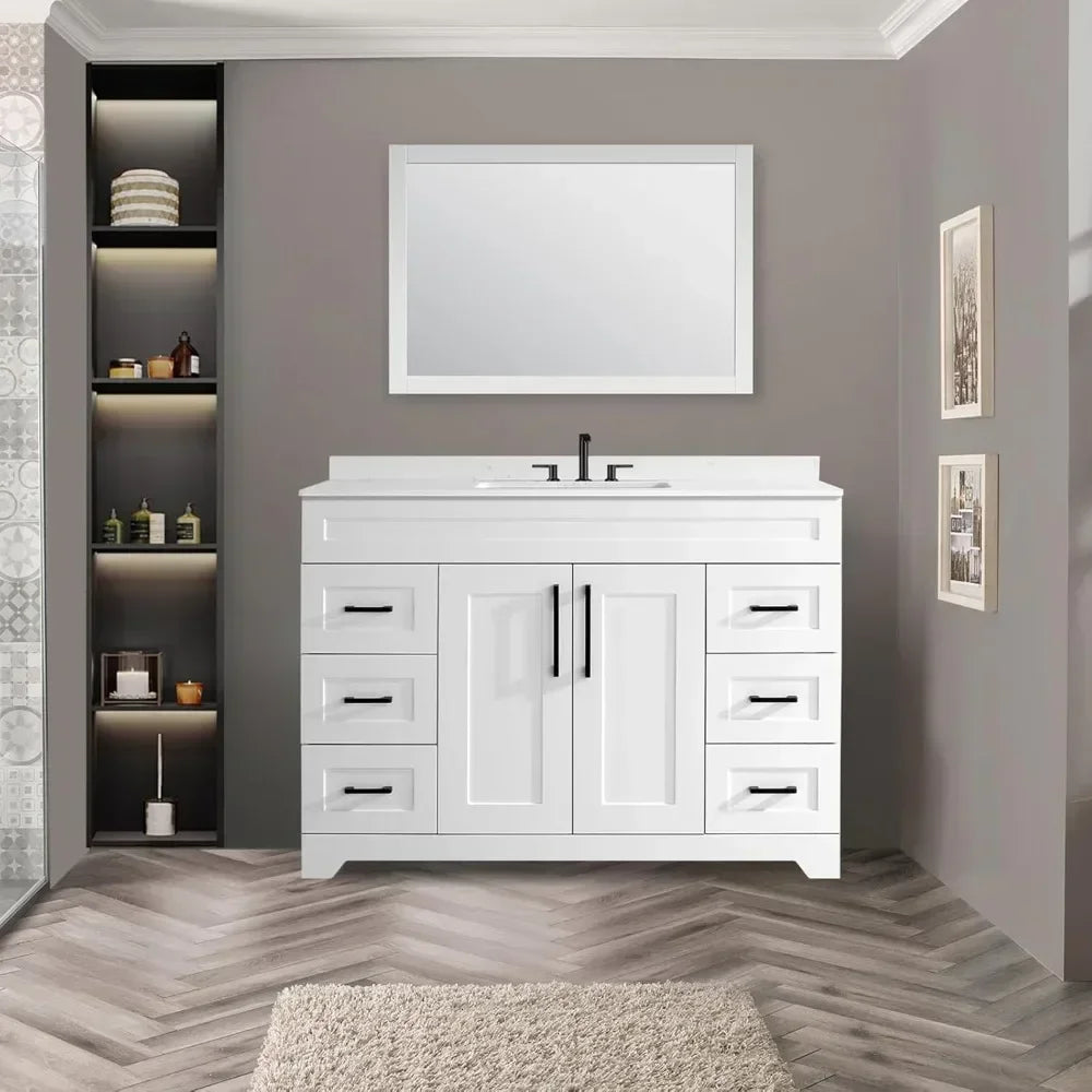 Bathroom Vanity w/ Stone Countertop, Sink & Back Splash,