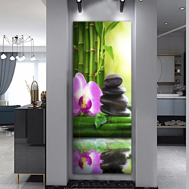 Landscape Zen Bamboo Black Stone Water Spa Canvas