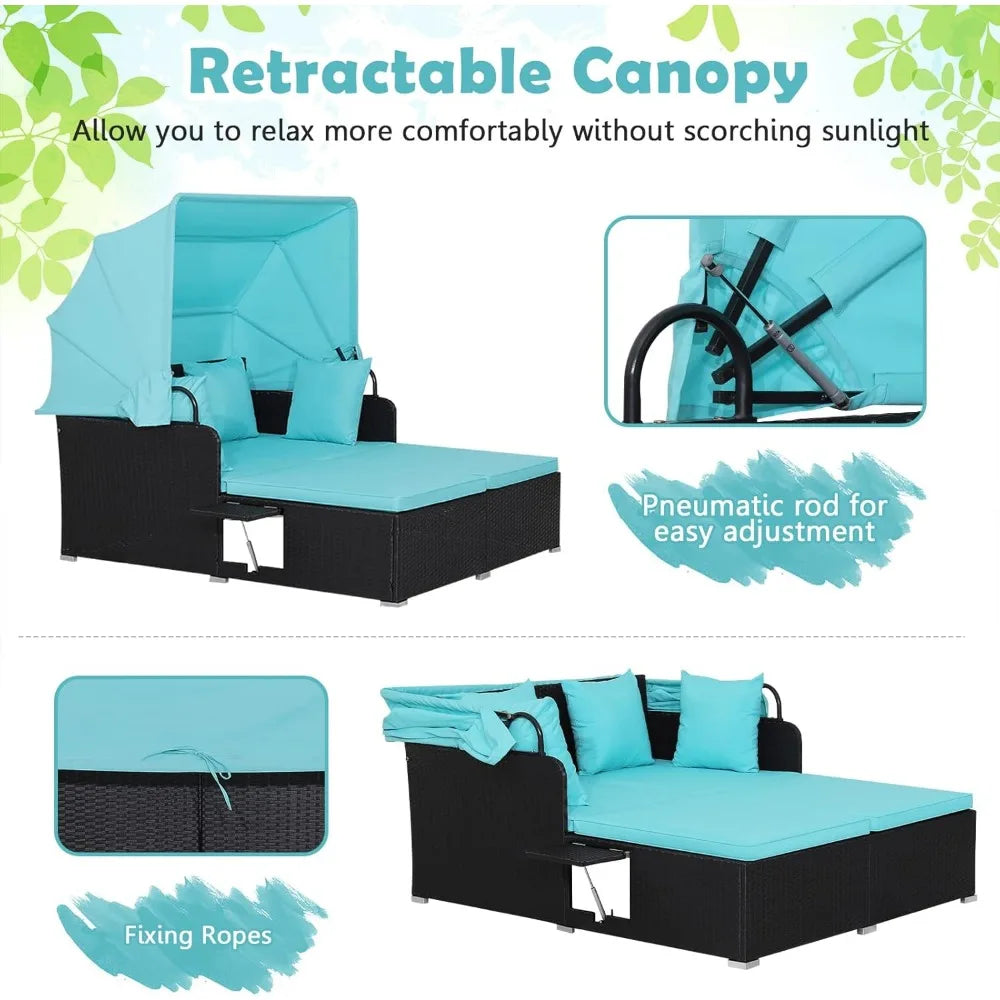 Patio Daybed w/ Retractable Canopy