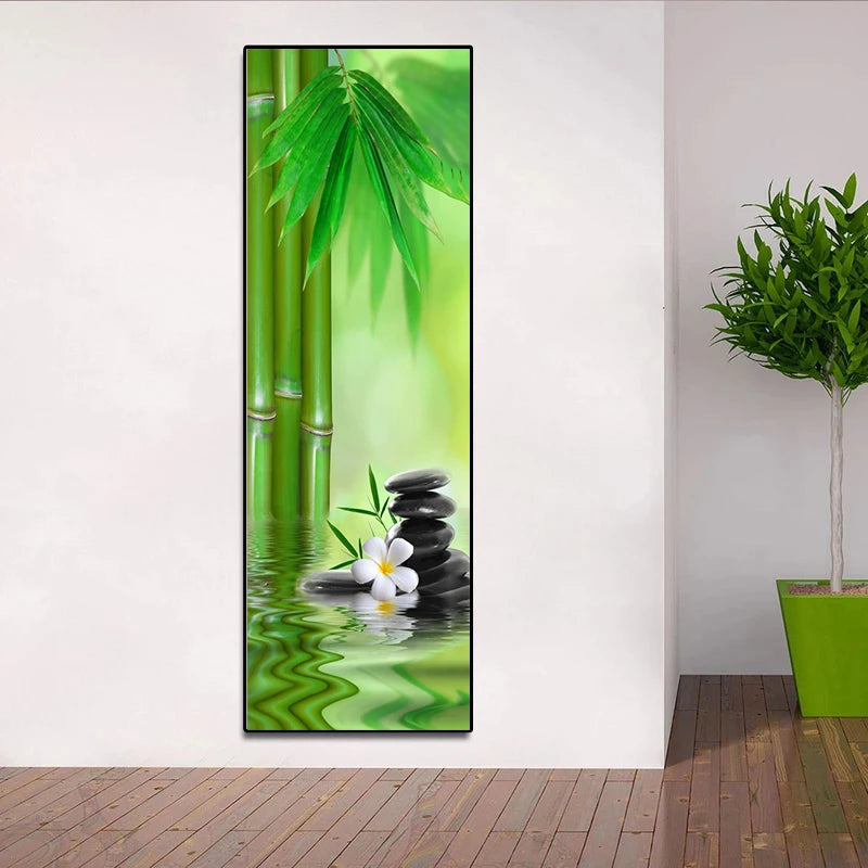 Landscape Zen Bamboo Black Stone Water Spa Canvas