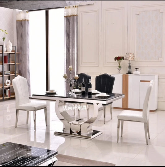 Light Luxury Milk Tea Marble Dining Table