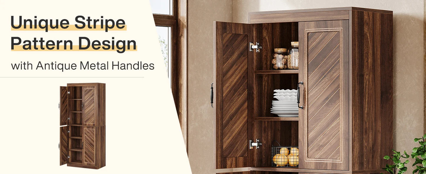 Kitchen Pantry Cabinet, Rustic Wood Cupboard