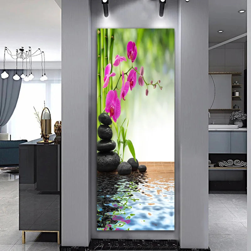 Landscape Zen Bamboo Black Stone Water Spa Canvas