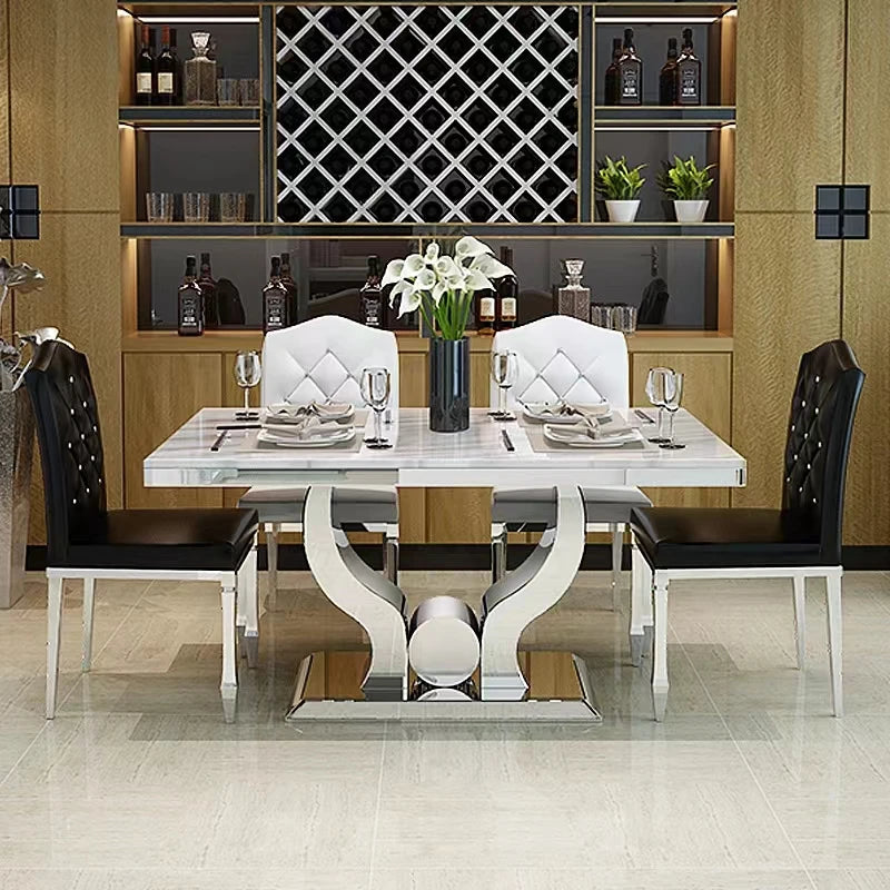 Light Luxury Milk Tea Marble Dining Table