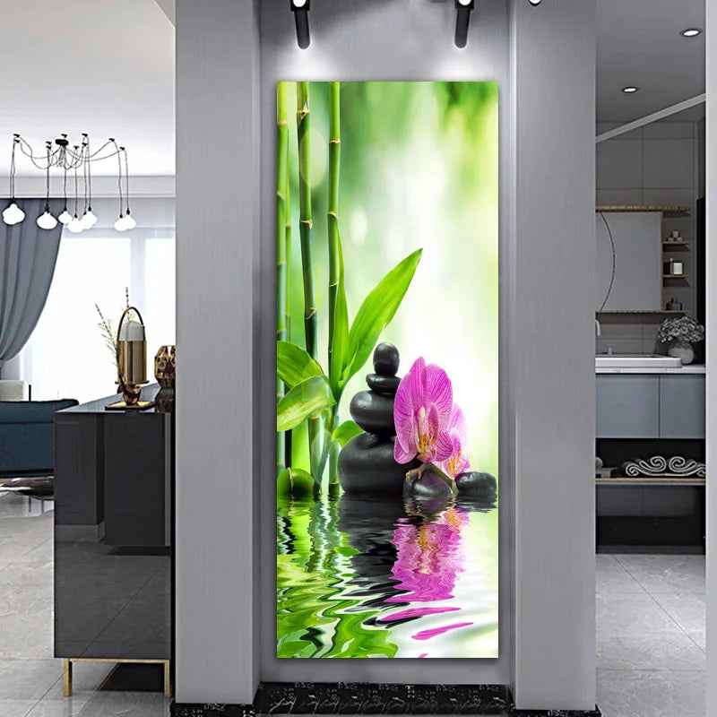 Landscape Zen Bamboo Black Stone Water Spa Canvas