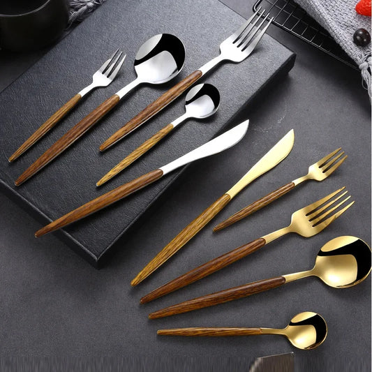 30Pcs Stainless Steel Tableware Silverware dining table