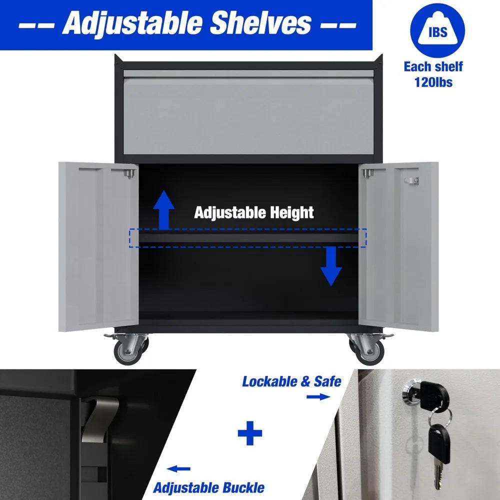 Metal Garage Cabinet on Wheels/Storage Chest