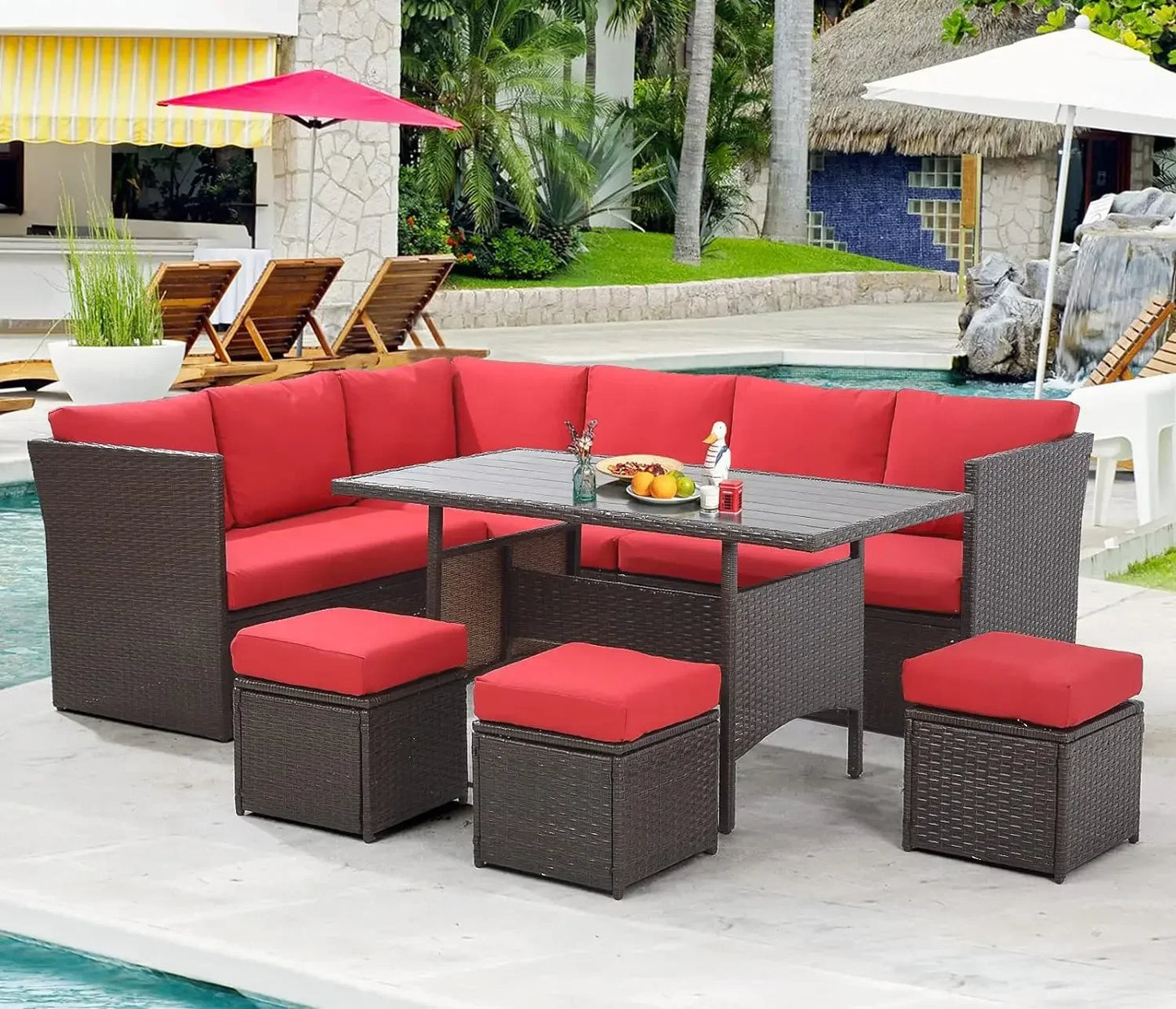 Patio Furniture Set 7 Piece w/ Ottoman
