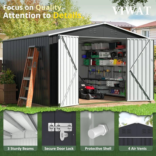 Outdoor Storage Shed w/ Lockable Doors