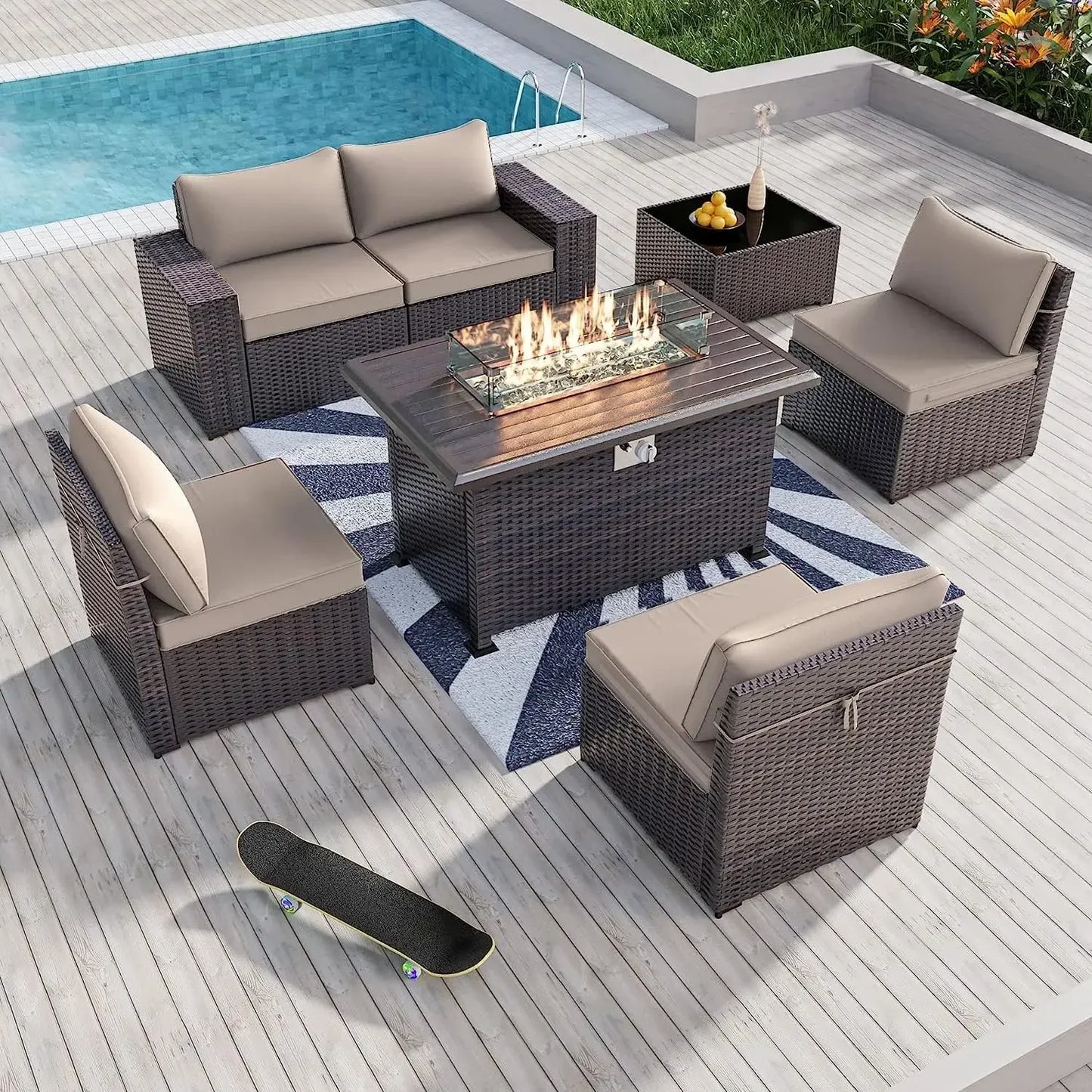 Patio Furniture Set w/ Gas Propane Fire Pit