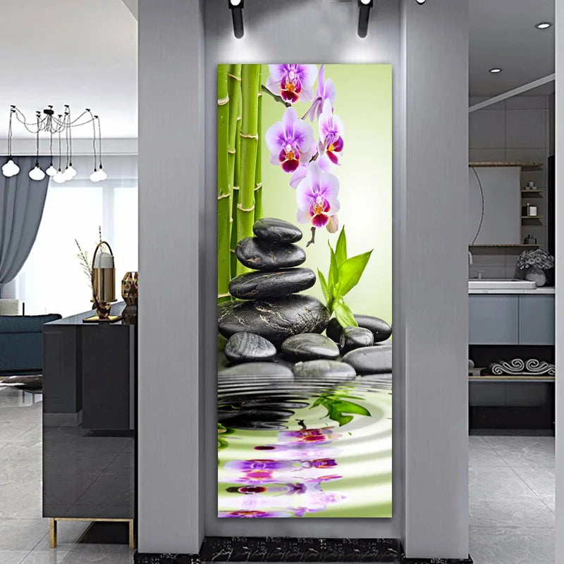 Landscape Zen Bamboo Black Stone Water Spa Canvas