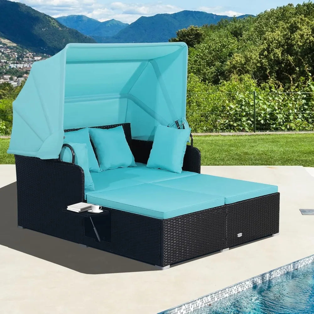 Patio Daybed w/ Retractable Canopy