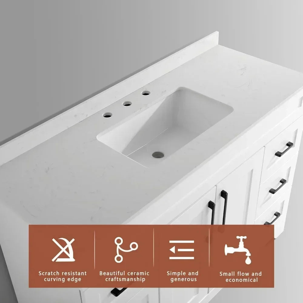 Bathroom Vanity w/ Stone Countertop, Sink & Back Splash,