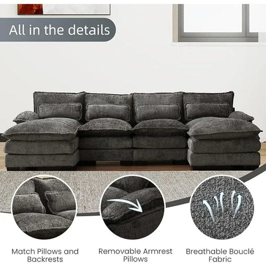 Sofa Sleeper w/ Double Chaise Memory Foam