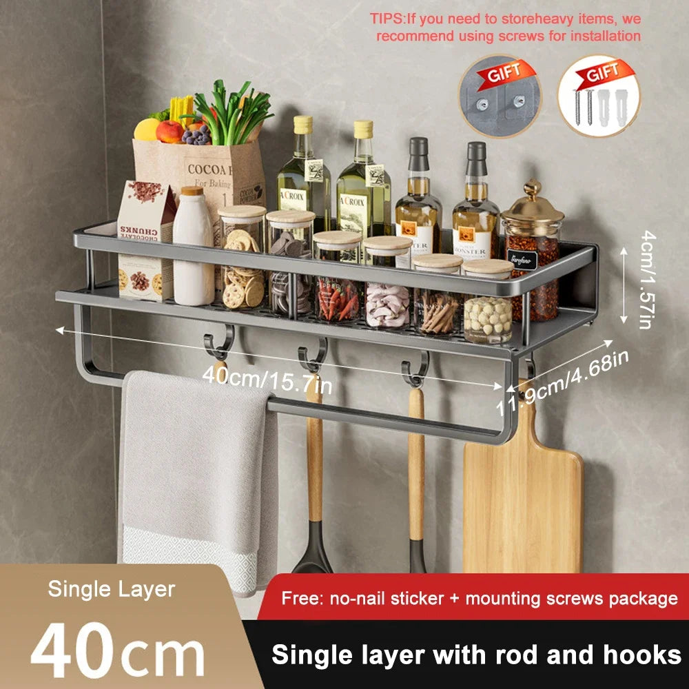 Wall Mounted Spice Rack, No Drilling