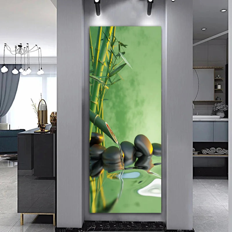 Landscape Zen Bamboo Black Stone Water Spa Canvas