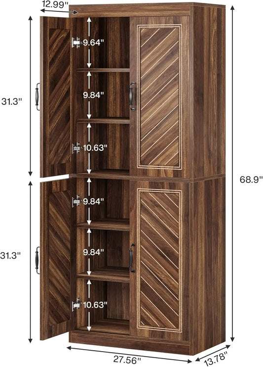 Kitchen Pantry Cabinet, Rustic Wood Cupboard