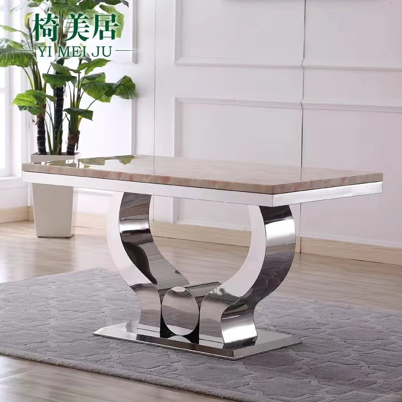 Light Luxury Milk Tea Marble Dining Table