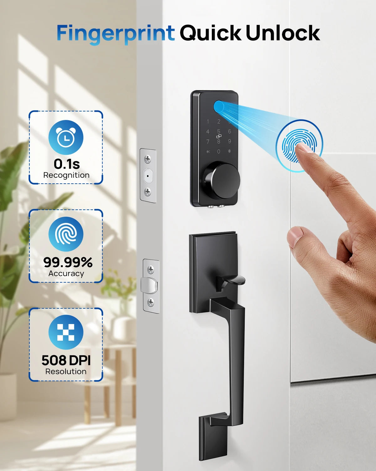 Electronic Door Lock Fingerprint Remote Keyless Password