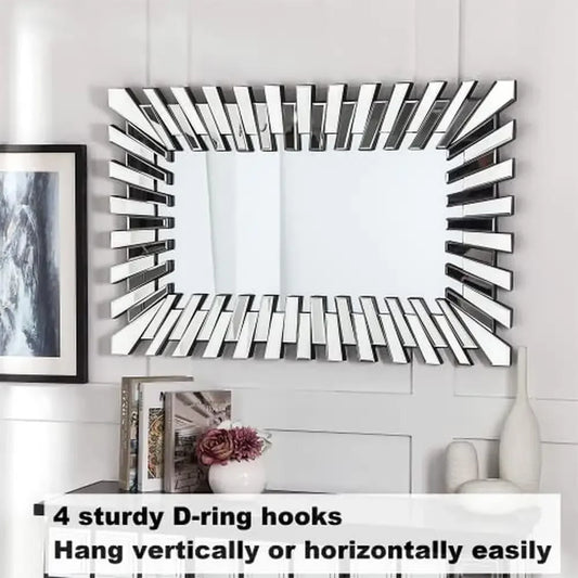 Modern Glass Wall Mirror w/ Decorative Accent