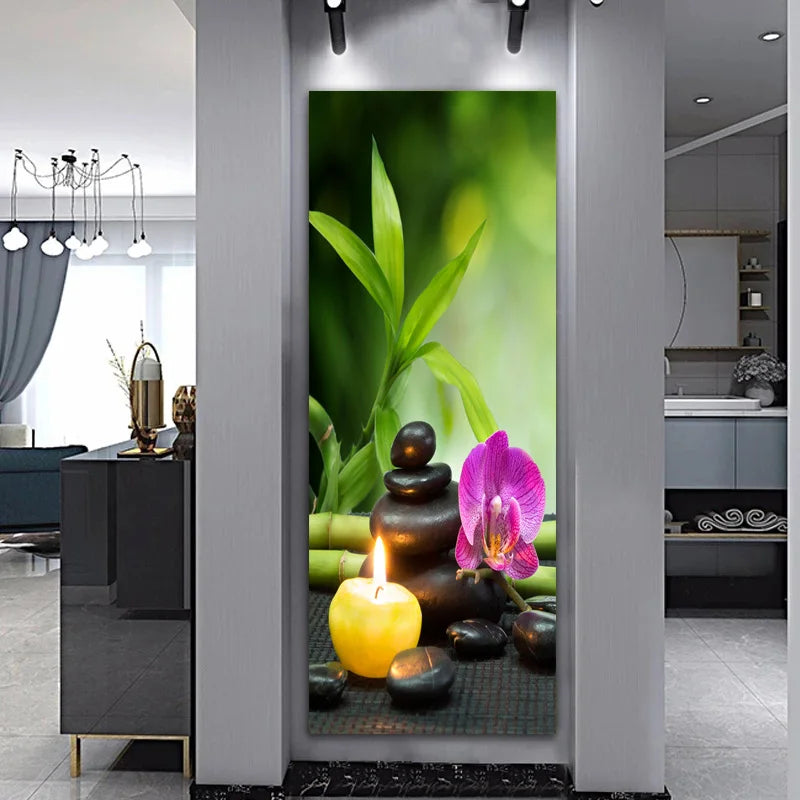 Landscape Zen Bamboo Black Stone Water Spa Canvas