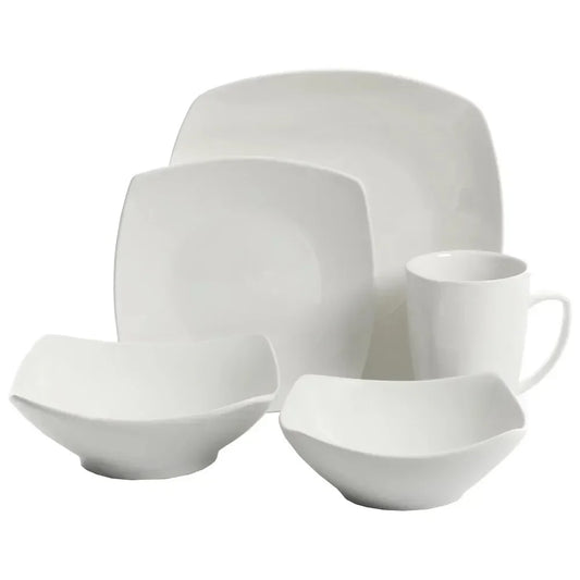 Everyday Square Expanded 40-Piece Dinnerware Set Dinner Dining Table Bowls and Plates