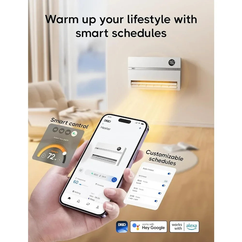 Smart Wall Heater, Electric Space Heater, Remote