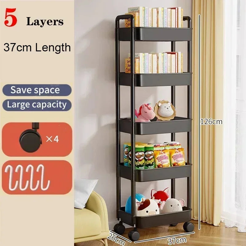 Bookshelf Storage Trolley Mobile