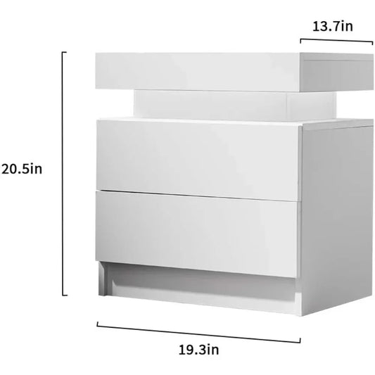 LED Nightstand with 2 Drawers