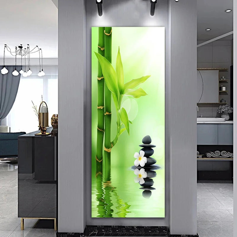 Landscape Zen Bamboo Black Stone Water Spa Canvas