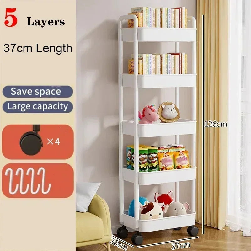 Bookshelf Storage Trolley Mobile