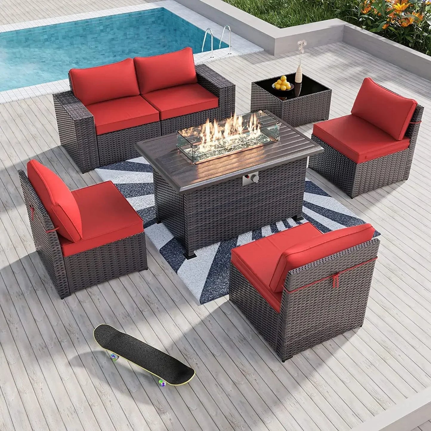 Patio Furniture Set w/ Gas Propane Fire Pit