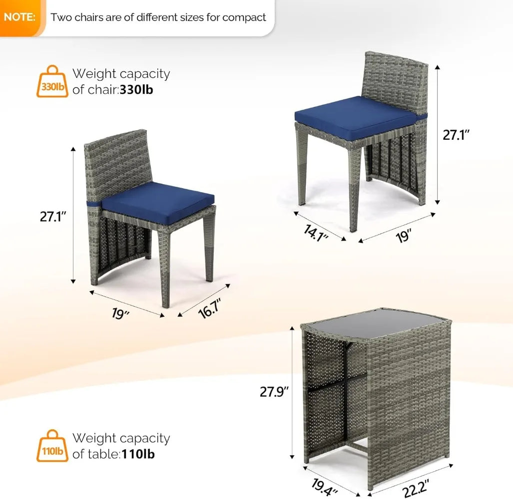 Wicker Outdoor Patio Bistro Set