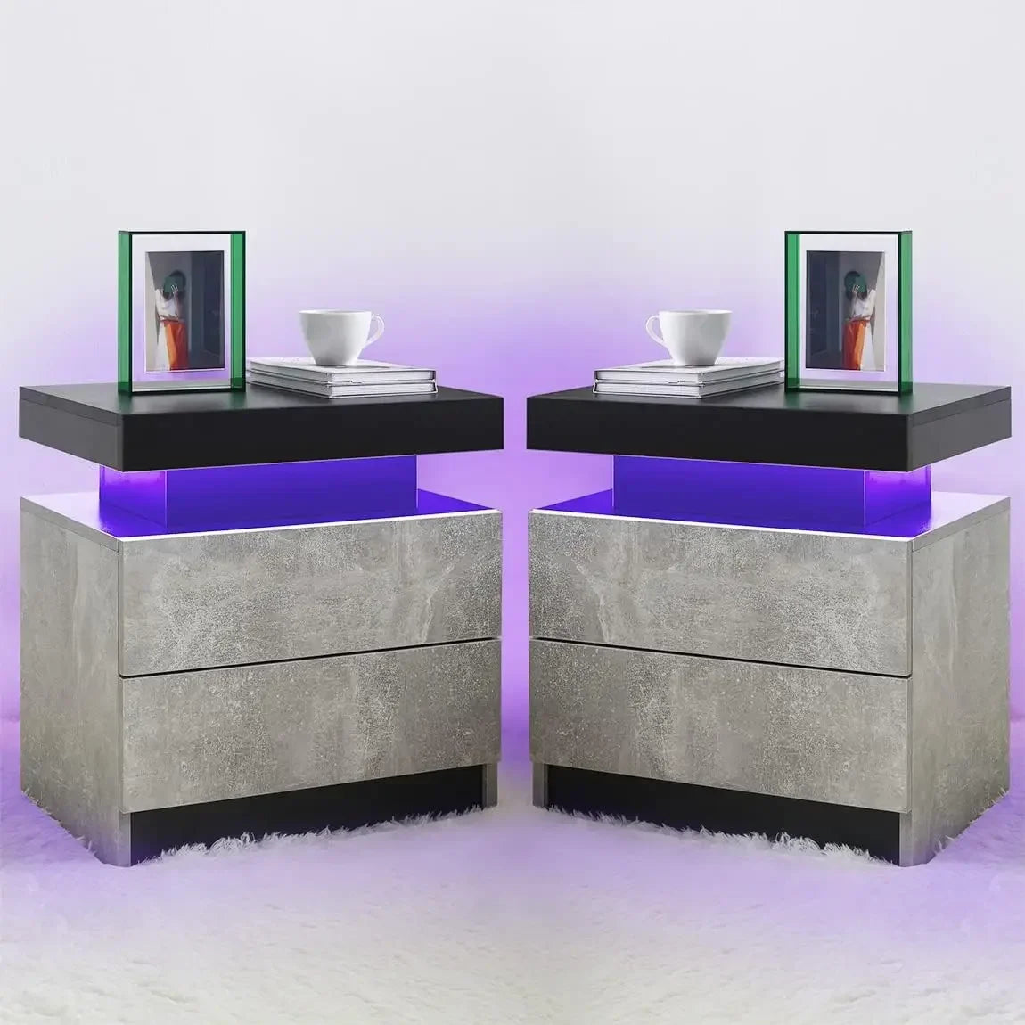 LED Nightstand with 2 Drawers