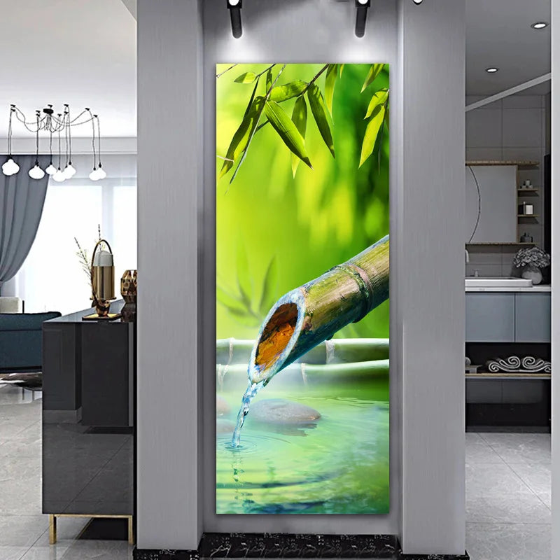 Landscape Zen Bamboo Black Stone Water Spa Canvas