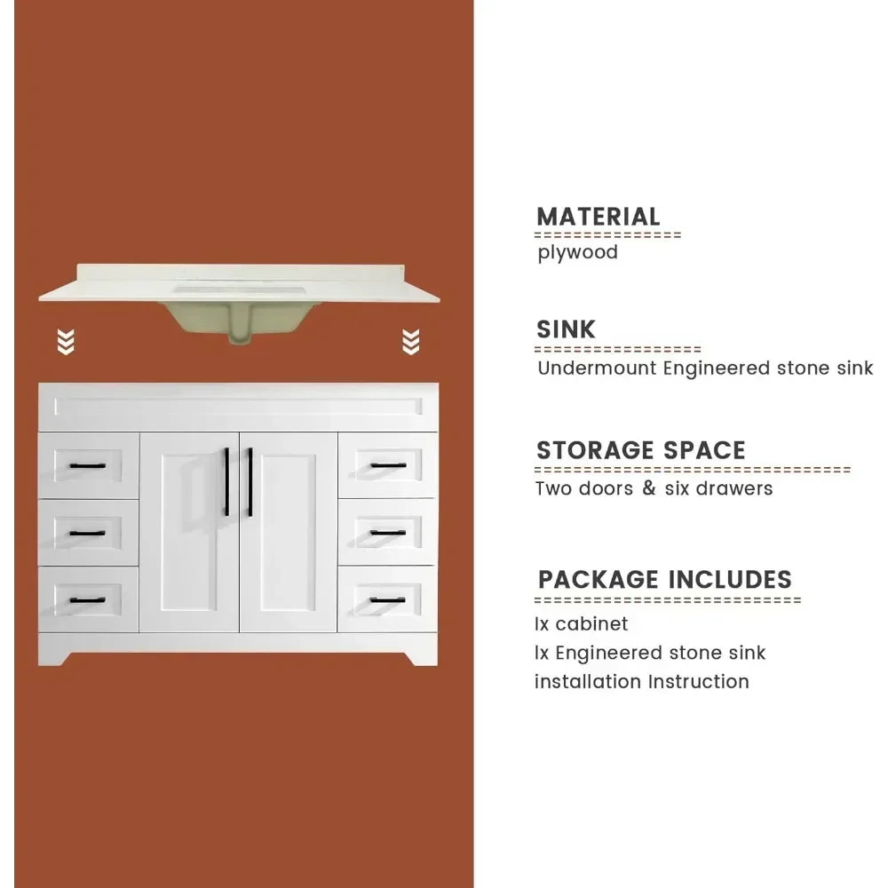 Bathroom Vanity w/ Stone Countertop, Sink & Back Splash,