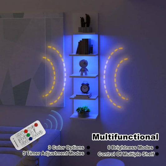 5 Tier Wall Shelf with RGB Light, Organizer