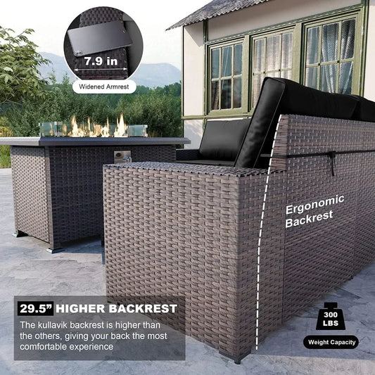 Patio Furniture Set w/ Gas Propane Fire Pit