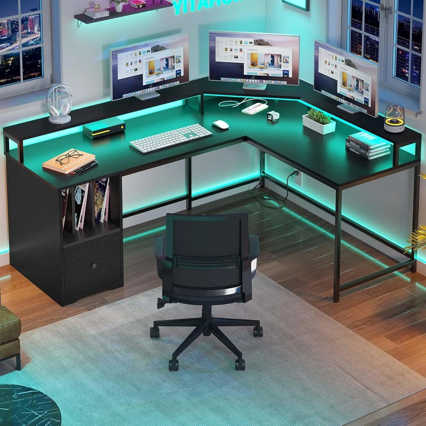 Office Desk With Monitor Computer Gaming Furniture