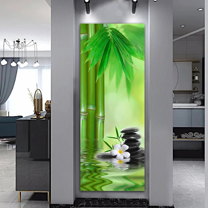 Landscape Zen Bamboo Black Stone Water Spa Canvas