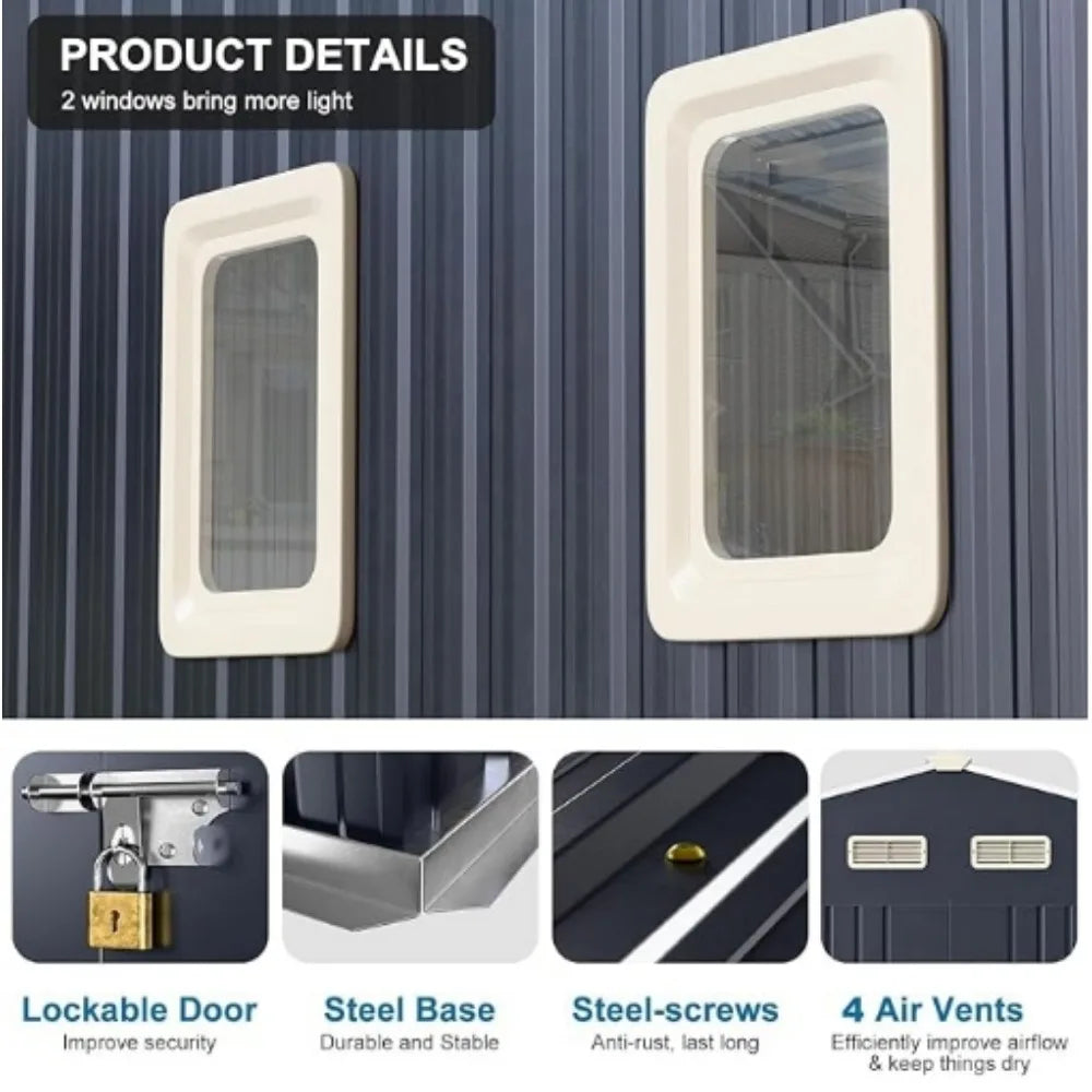 Outdoor Storage Shed with Double Lockable Doors