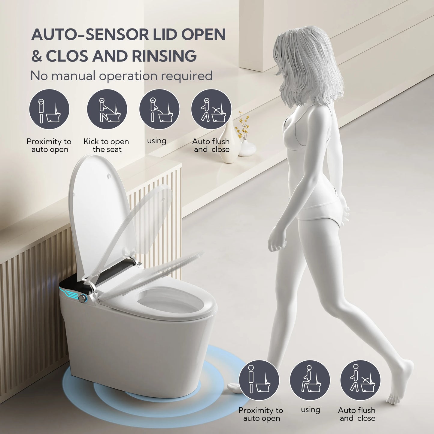 Voice Control, Portable toilet with bidet built in
