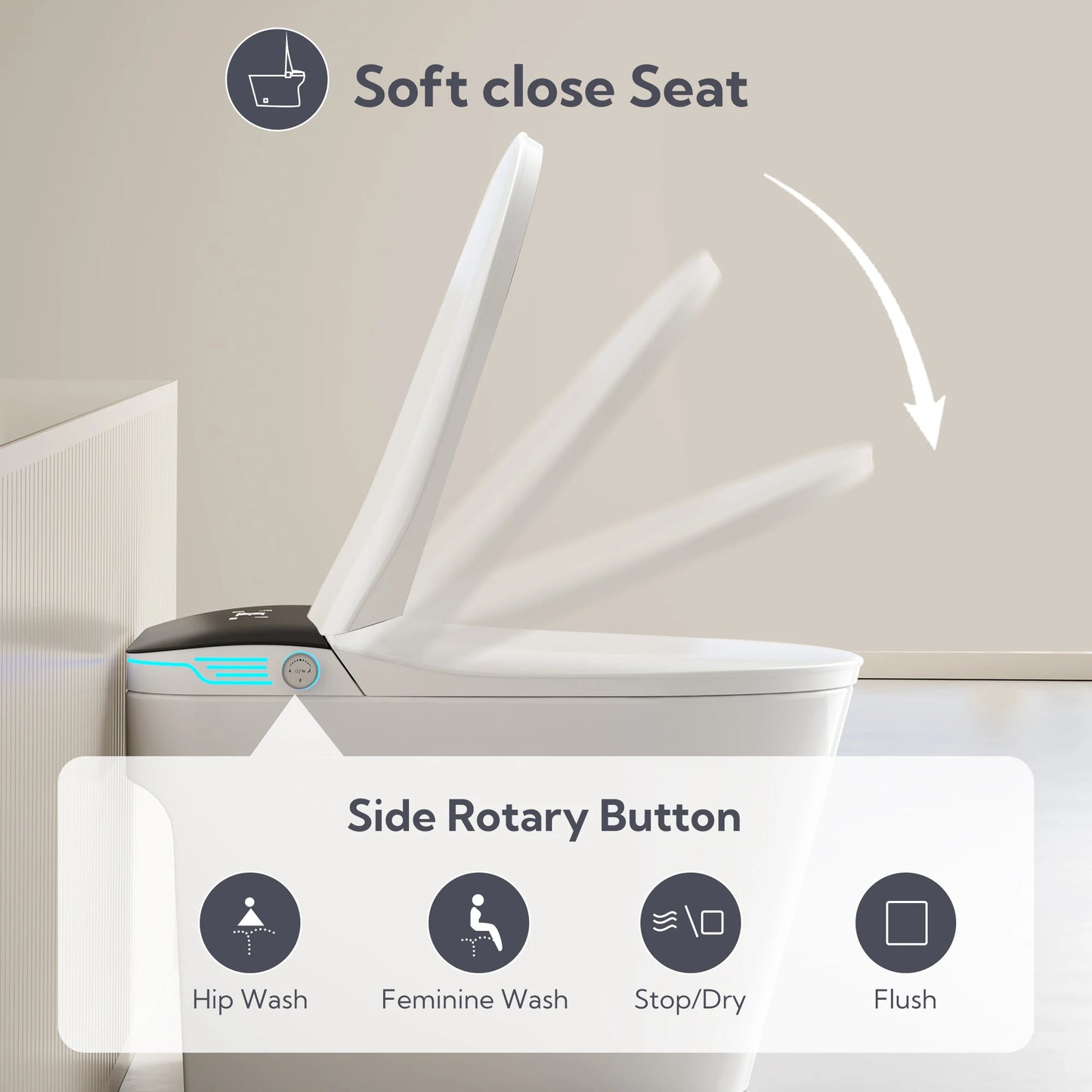 Voice Control, Portable toilet with bidet built in